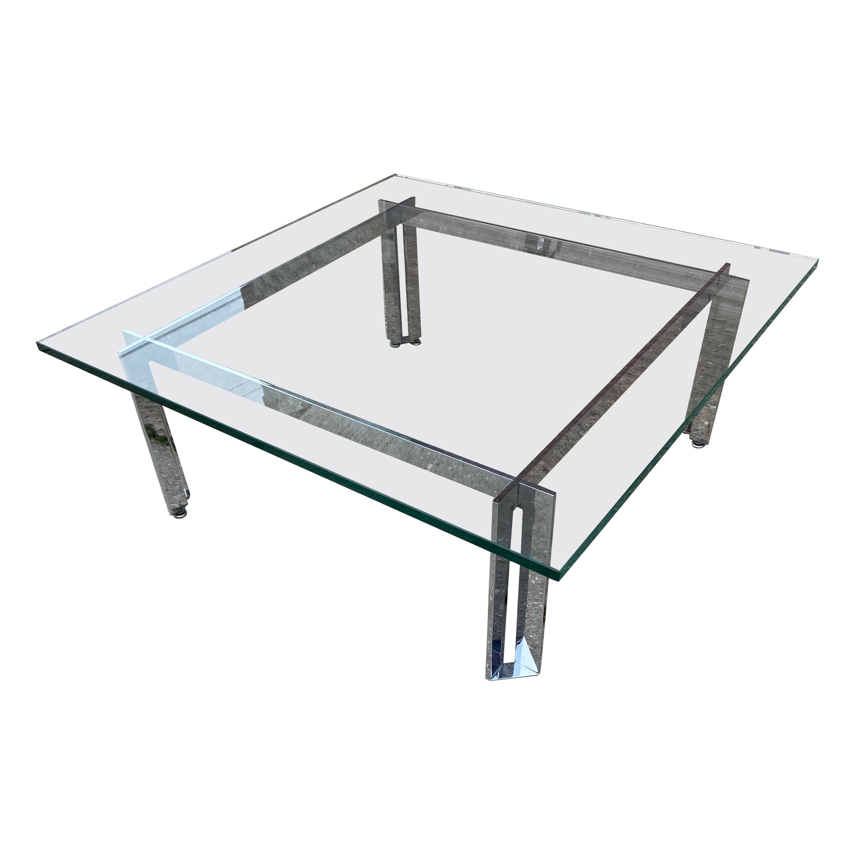 Tri-Mark Chrome and Glass Coffee Table designed by James Howell For Sale
