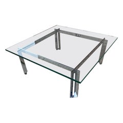 Vintage Tri-Mark Chrome and Glass Coffee Table designed by James Howell