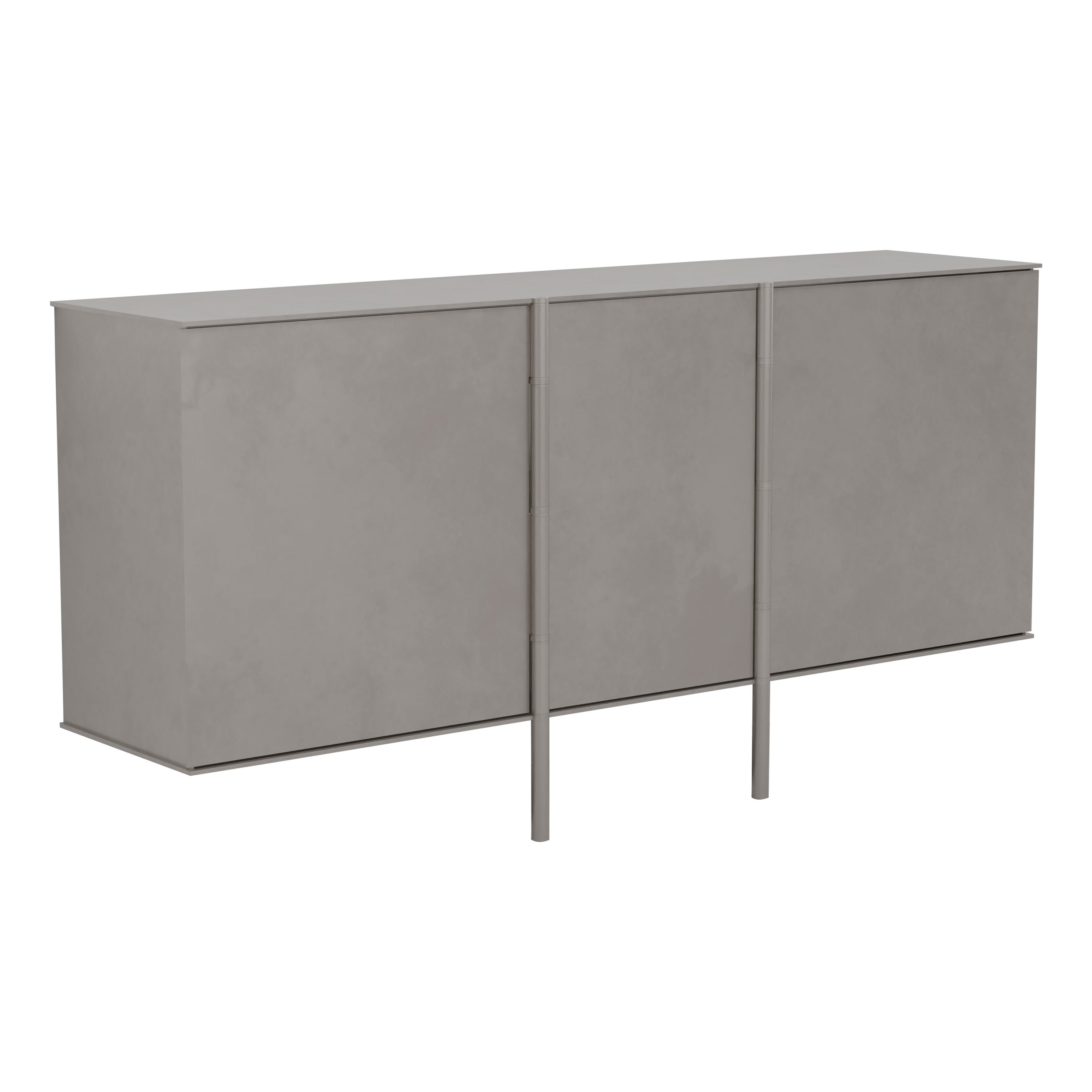 Wall Mounted Side Board Cabinet in Waxed Aluminum Plate by Jonathan Nesci For Sale