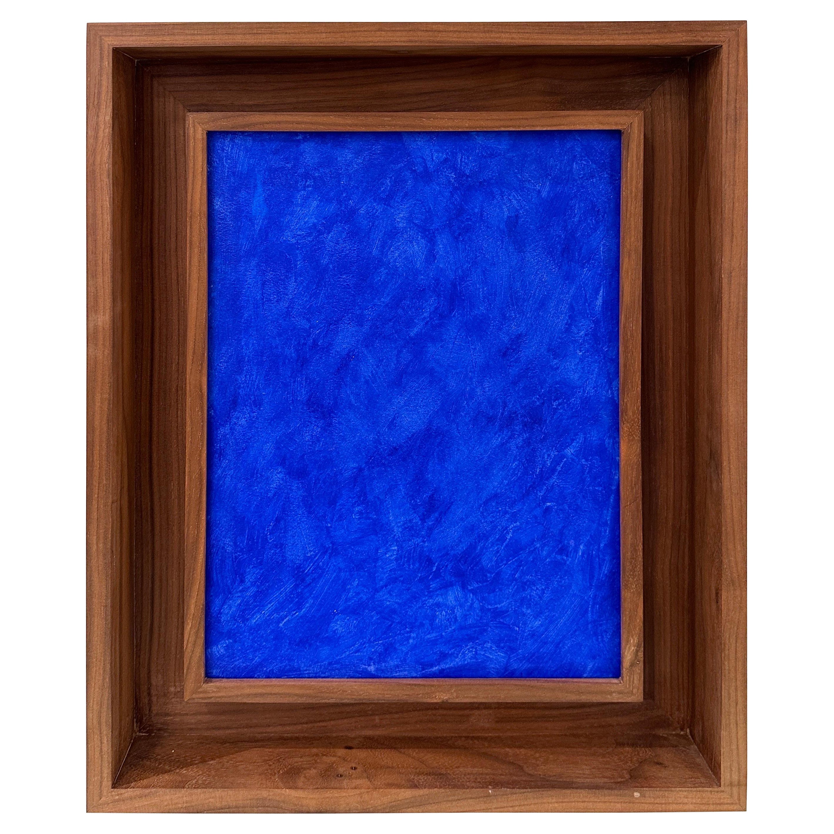 Blaues abstraktes gerahmtes Gemälde von Francisco Franco Yves Klein