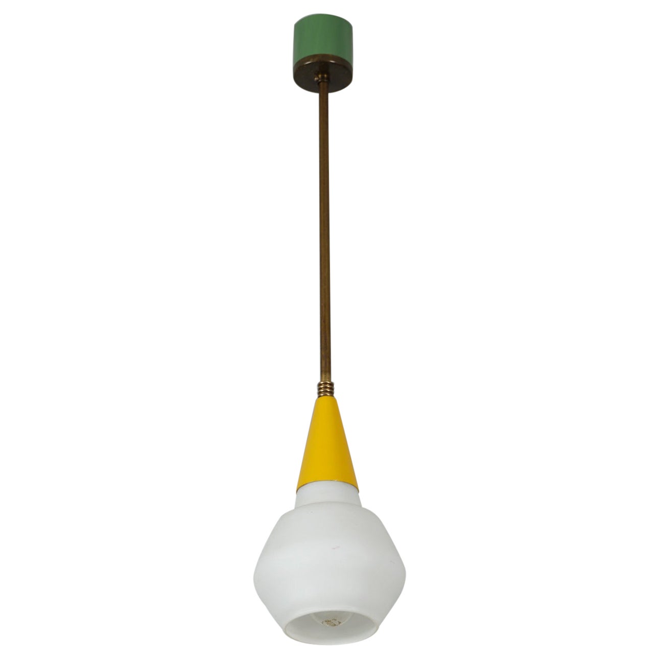 Italian Midcentury Brass Ceiling Pendant Light - Vintage 1950s Modern Design