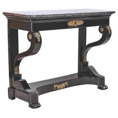 Second Empire Ebonized Console with Ormolu Mounts and Negro Marquina Marble Top