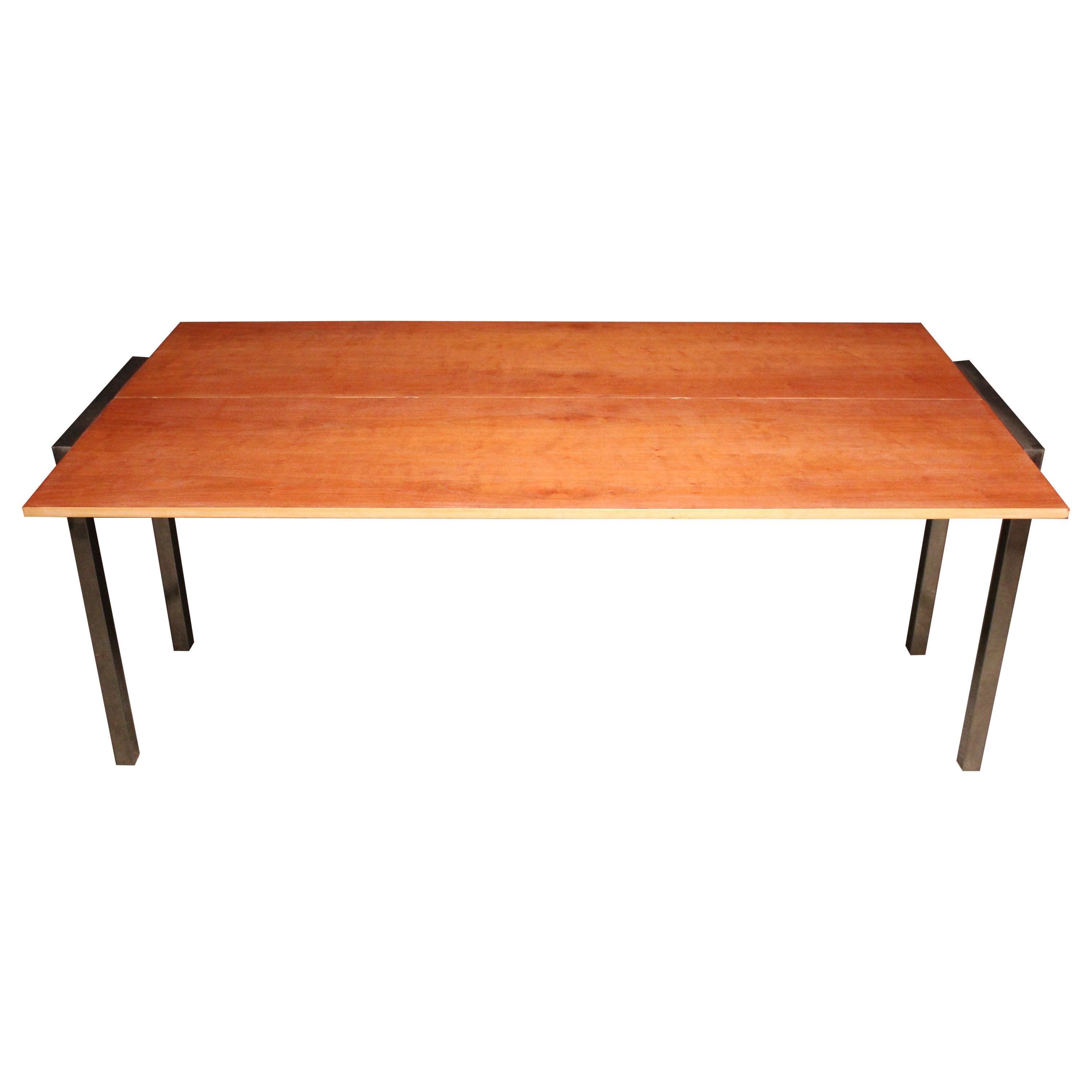 Chrome & Maple Flip-Top Dining Hall Table by Wilhelm Renz For Sale