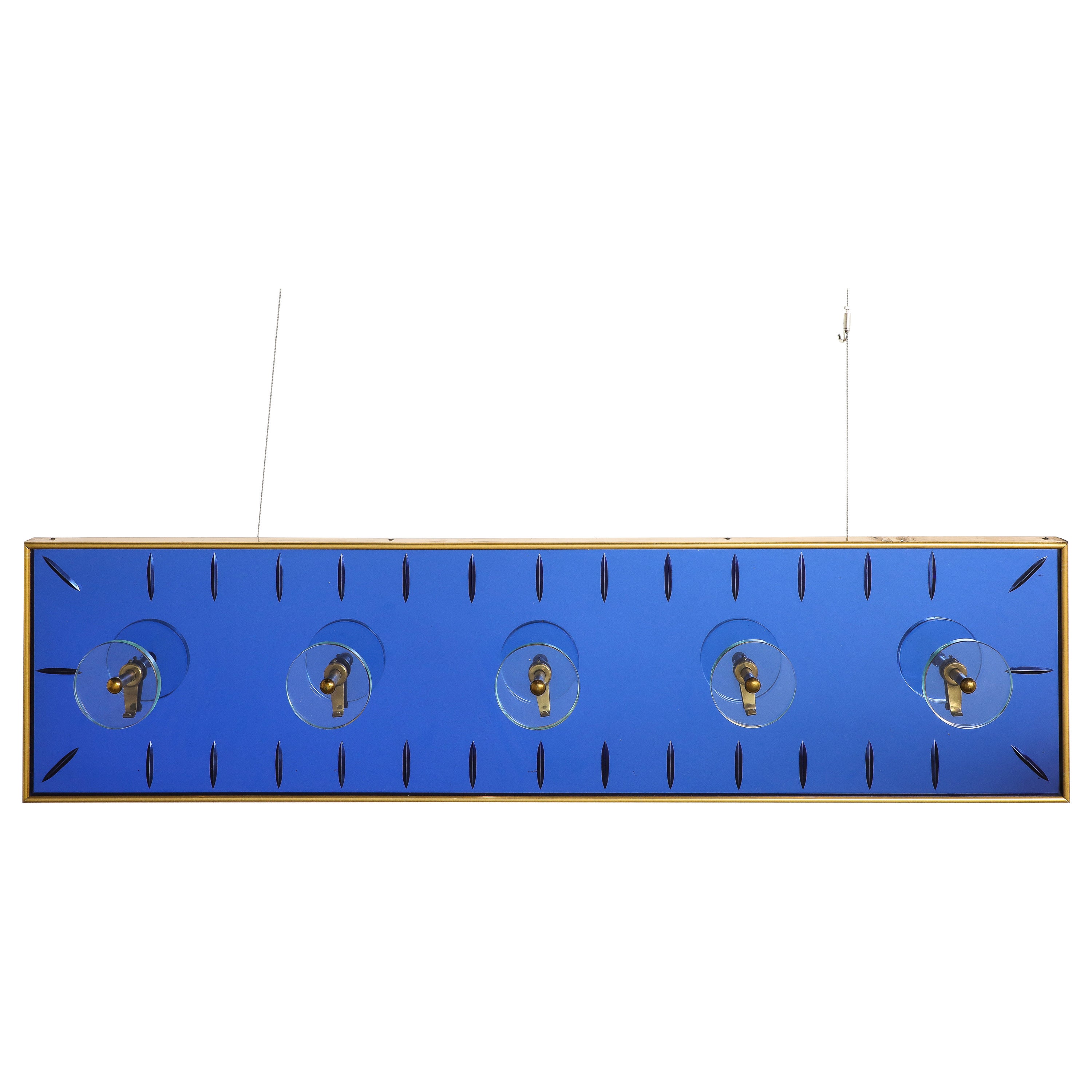 Cristal Art Wall Mounted Blue Glass Coat or Hat Rack, Turin Italy, circa 1950's  For Sale