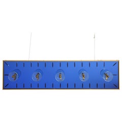 Cristal Art Wall Mounted Blue Glass Coat or Hat Rack, Turin Italy, circa 1950's 