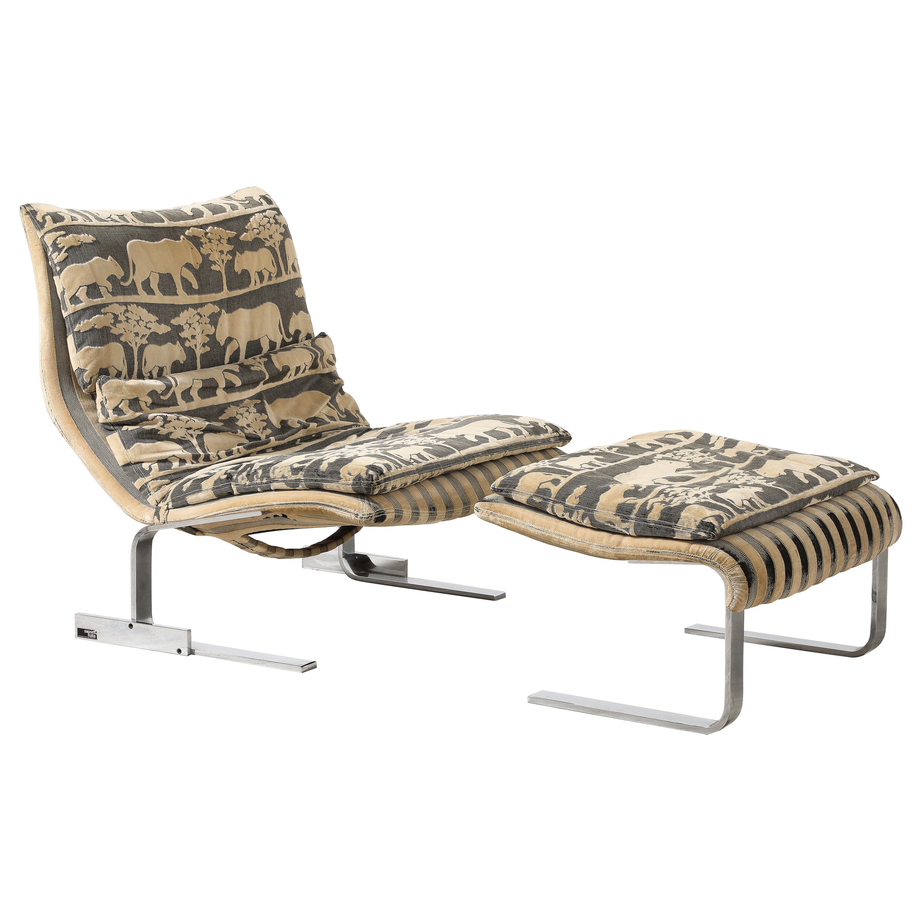 Giovanni Offredi 'Onda' Lounge Chair and Ottoman for Saporiti, Italy, circa 1970 For Sale