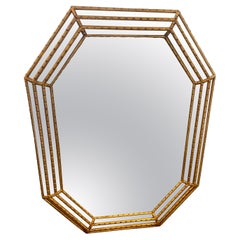 Vintage Hollywood Regency Faux Gilt Bamboo Mirror
