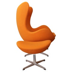 Used Arne Jacobsen for Fritz Hansen Egg Chair & Ottoman, Tilt and Swivel, 2006