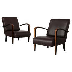 Pair of Italian Modernist Lounge Chairs, Italy, circa 1940