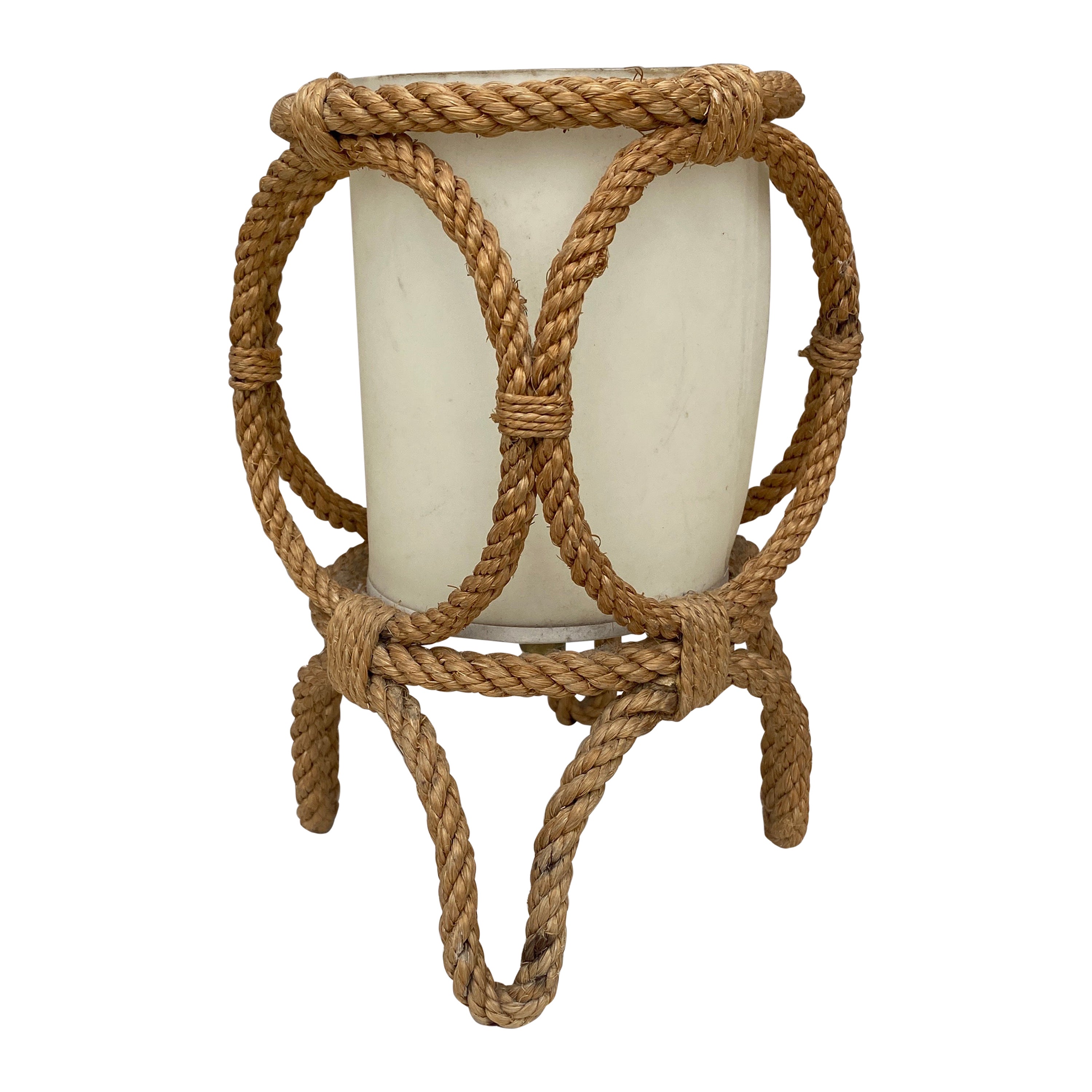 Mid-Century Rope Lamp Lantern Adrien Audoux & Frida Minet For Sale