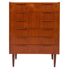 Vintage 1960s  Mid-Century Teak Tallboy Dresser