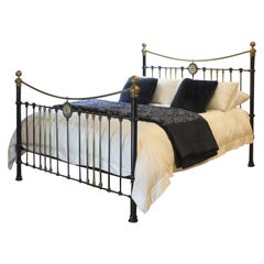 Antique Extra Wide Brass and Iron Bed with Central Rosette, MSK81