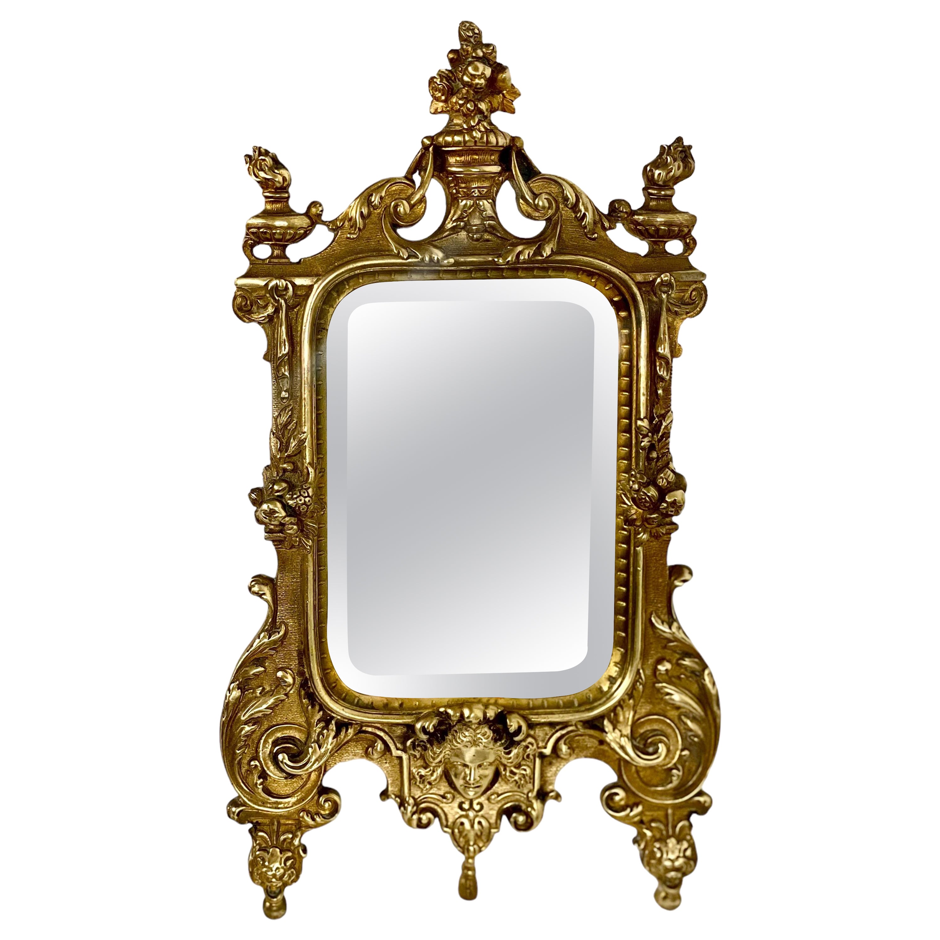 Miroir de coiffeuse rococo en bronze doré