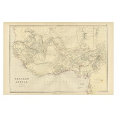 Original Antique Coloured Map of Western Africa, Published in 1882