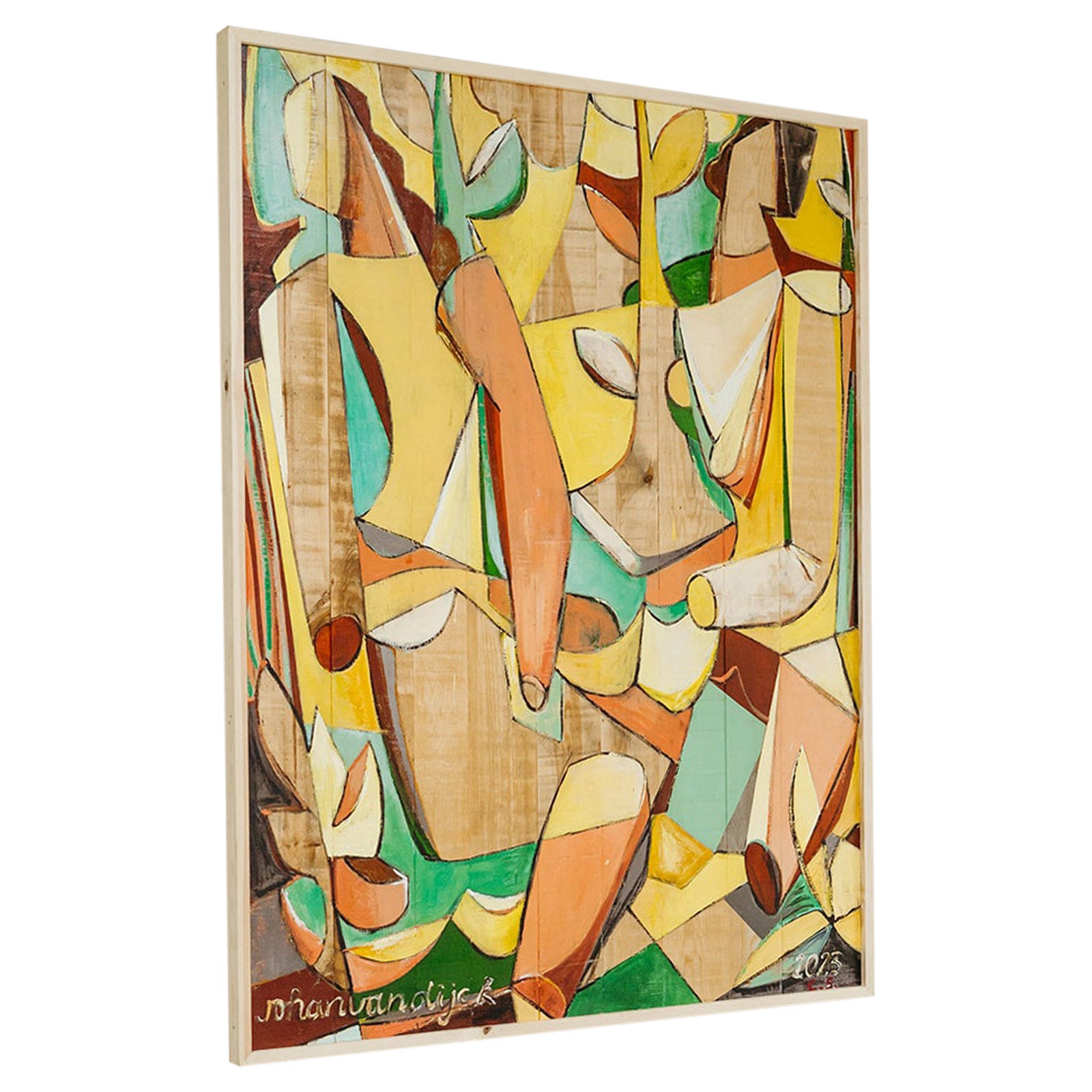 contemporary neomodernist/neocubist painting on wood ... For Sale