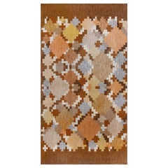 Retro Swedish Flat Woven Fragment Rug