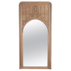 19th Century Bleached Oak Gothic Mirror