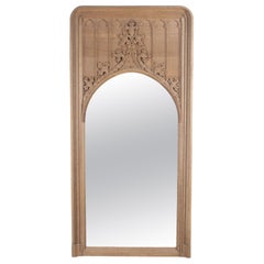 19th Century Bleached Oak Gothic Mirror