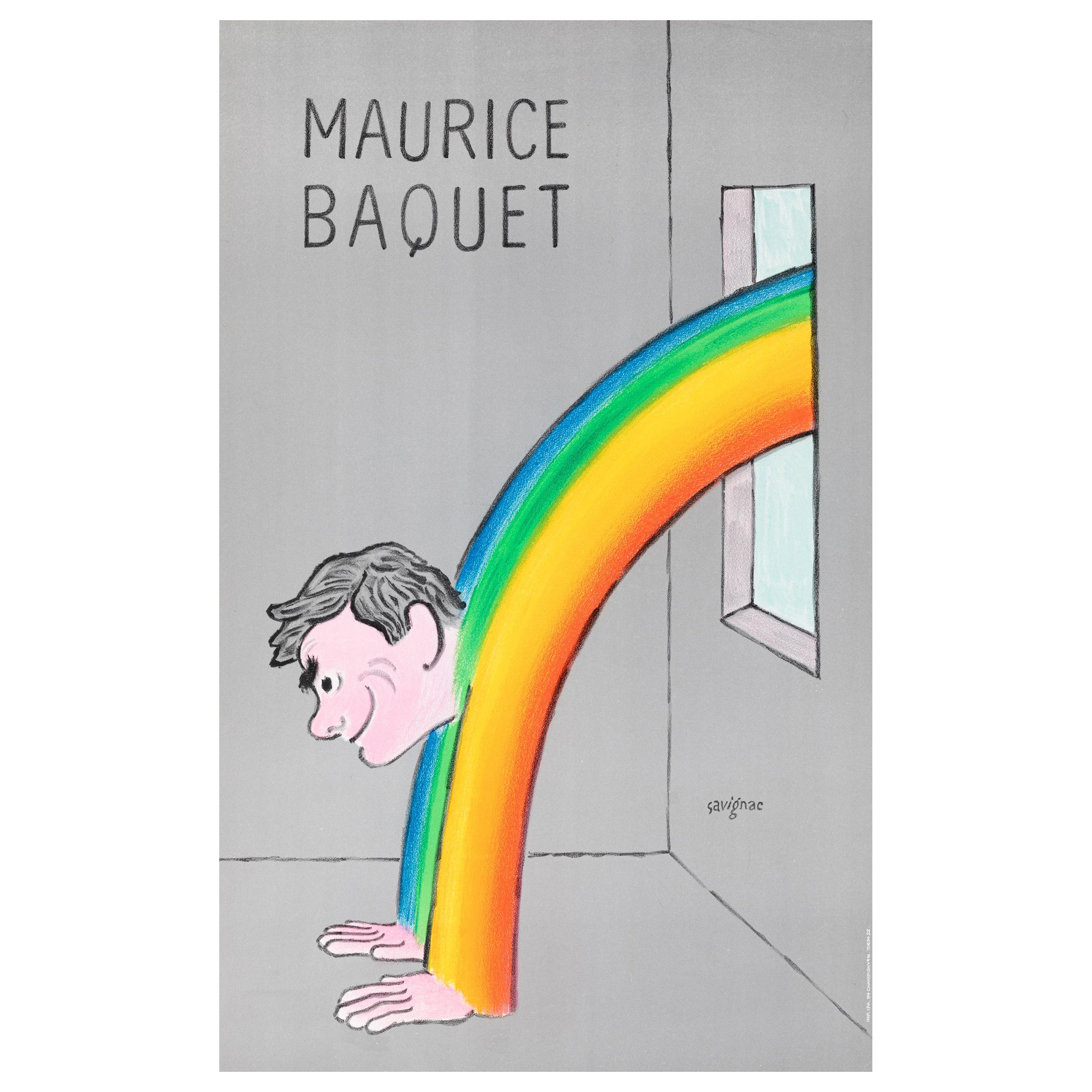 Savignac, Original Vintage Poster, Maurice Baquet, Cello, Rainbow, Actor, 1980 For Sale