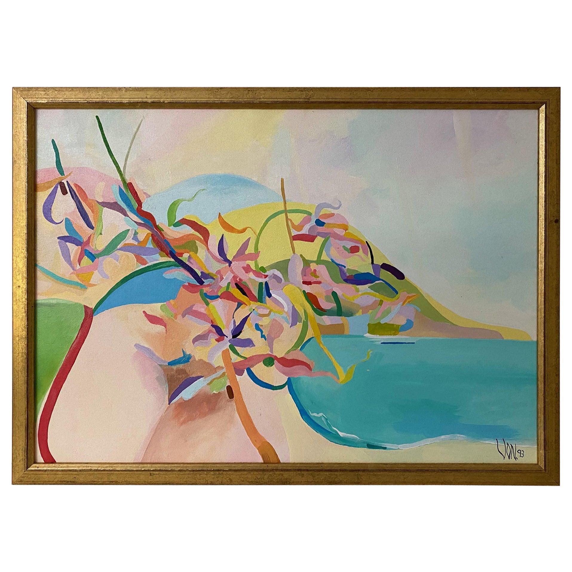 Tropical Abstract Painting by Richard Von White For Sale