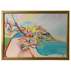 Vintage Tropical Abstract Painting by Richard Von White
