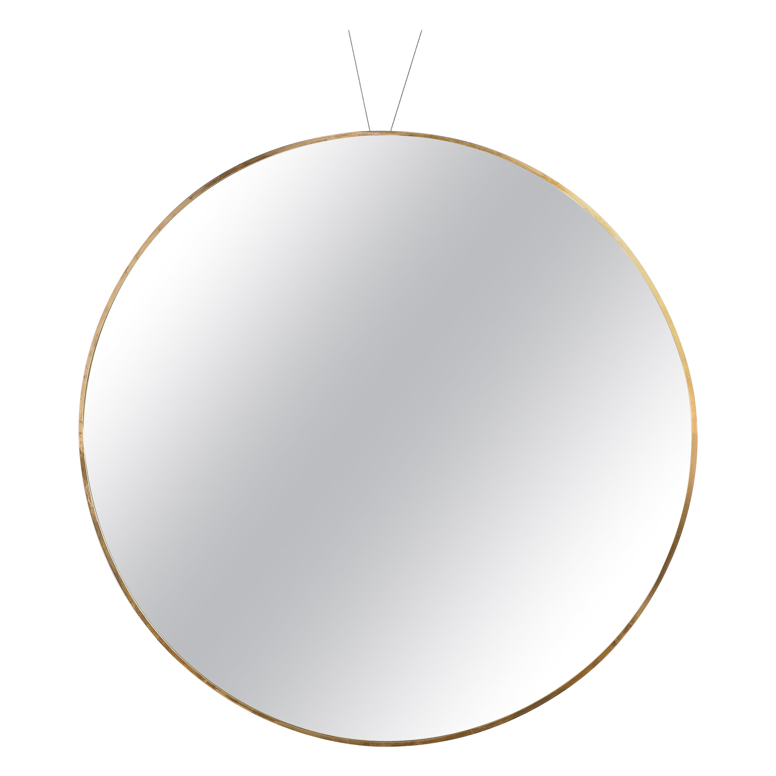 Italian Modernist Brass Circular Wall Mirror, Italy, circa 1950  For Sale