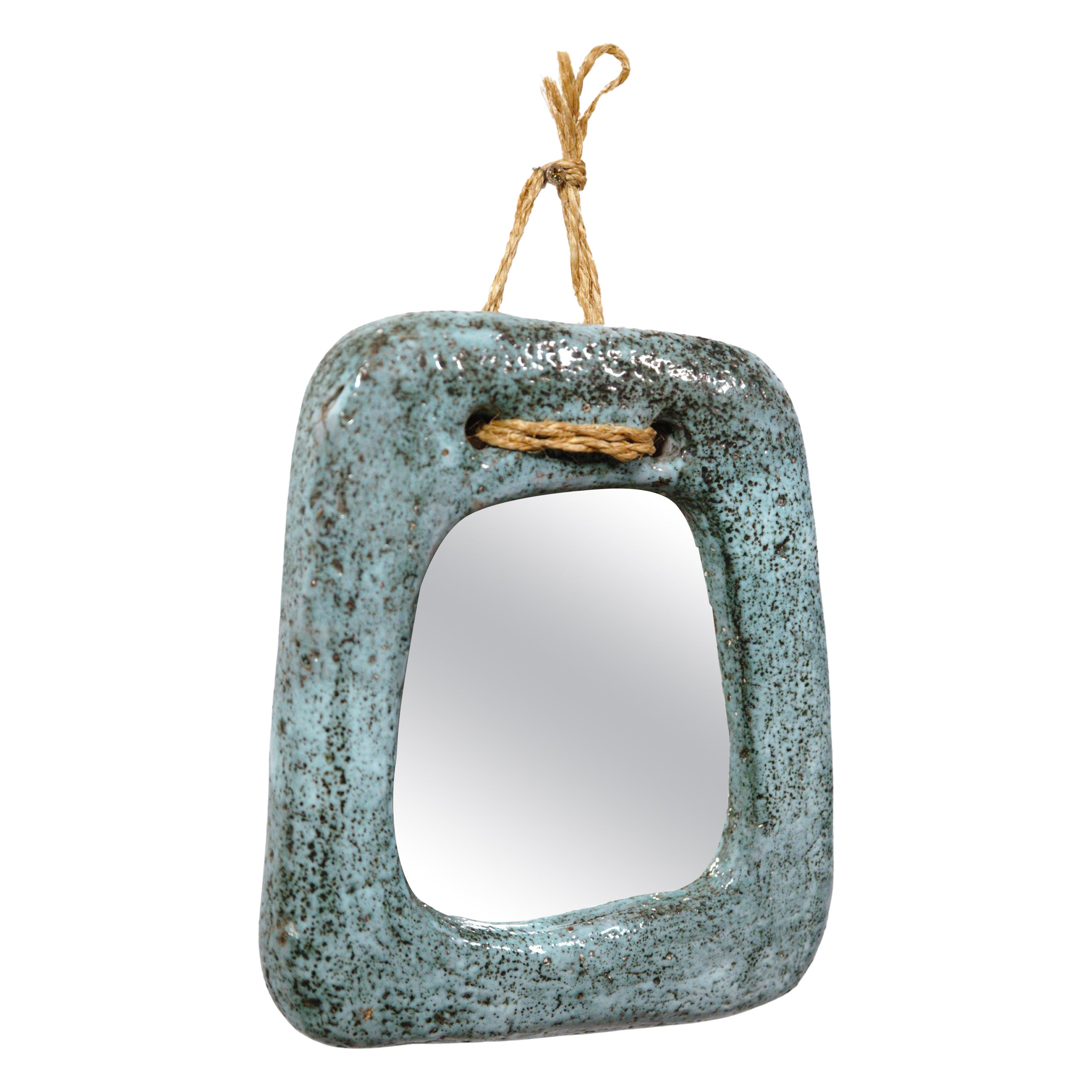 Ceramic Mirror by Jean Rivier Vallauris France 1960s