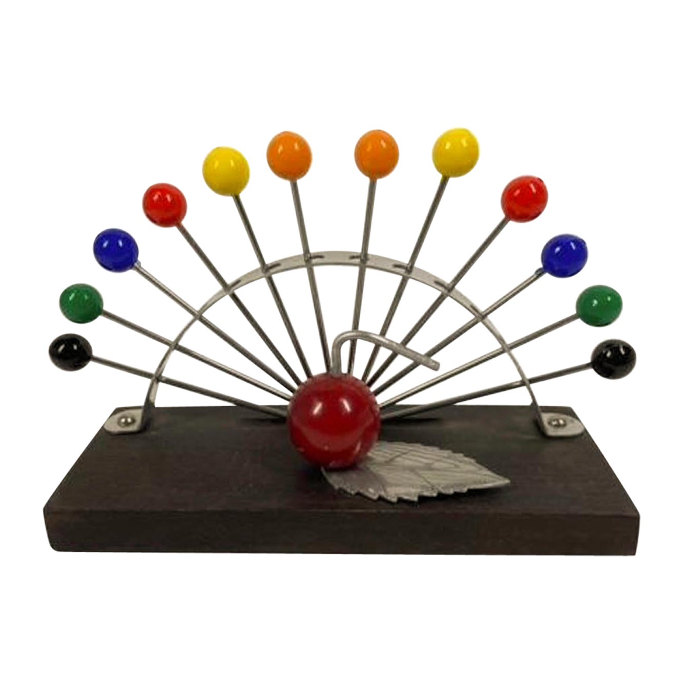 Set di plettri da cocktail Art Deco, 2 di 6 colori ciascuno, supporto in bachelite e mela cromata