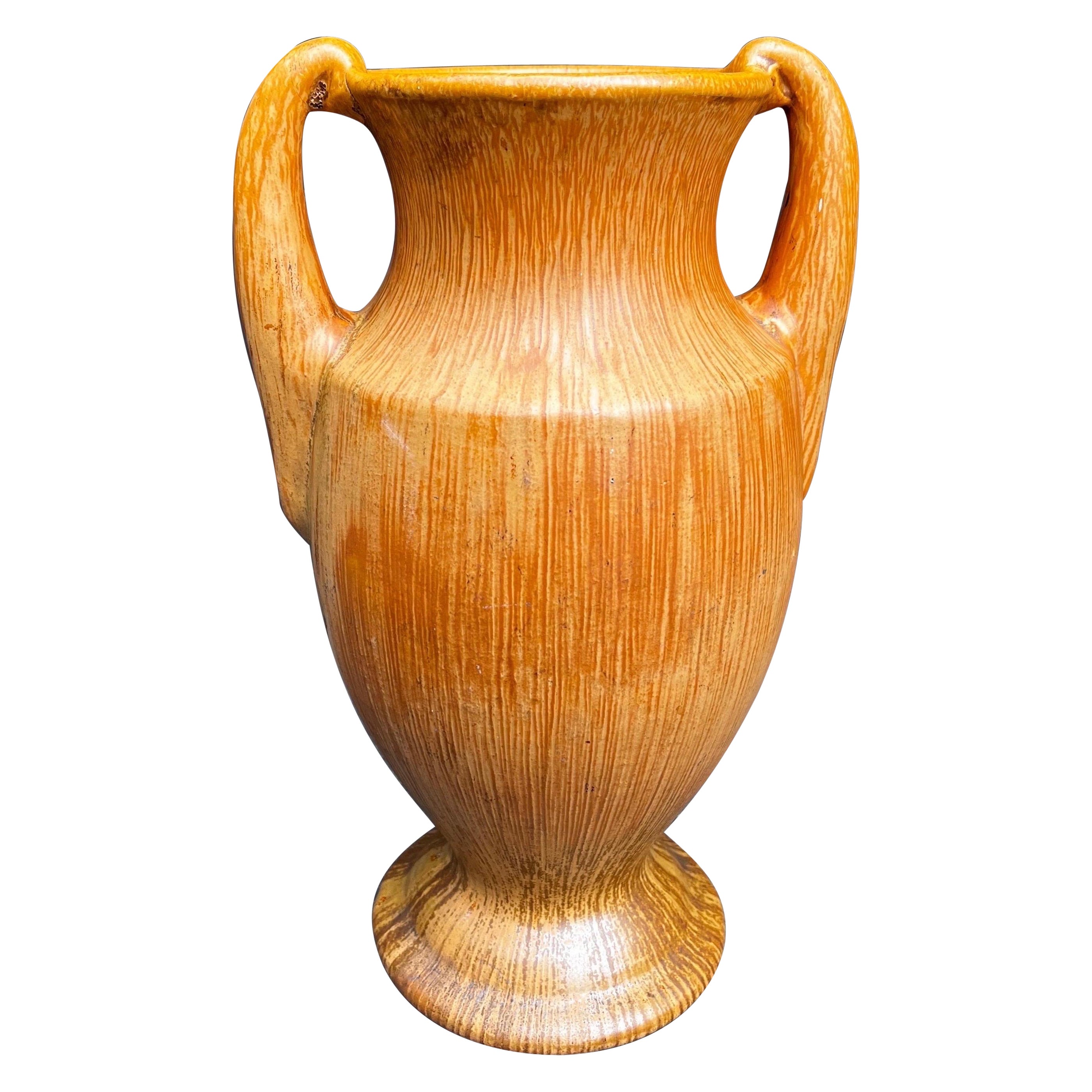 Large Vintage Two Handle Ceramic Vase For Sale