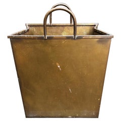 Retro Brass "Shopping Bag" Magazine Holder / Trash Can, Italy, c. 1960