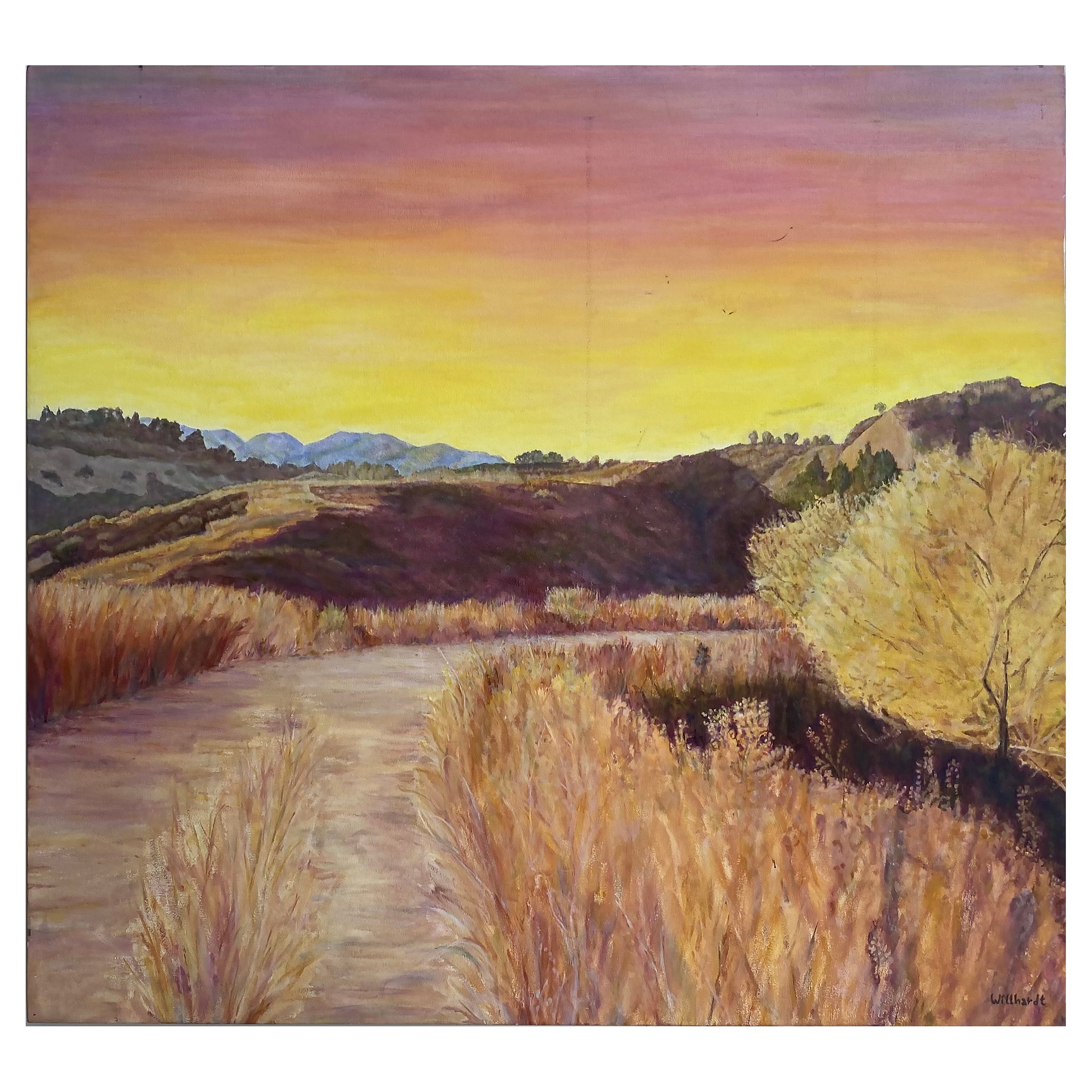 California Artist Gail Willhardt Landscape Painting Tranquil Sunset Trail For Sale
