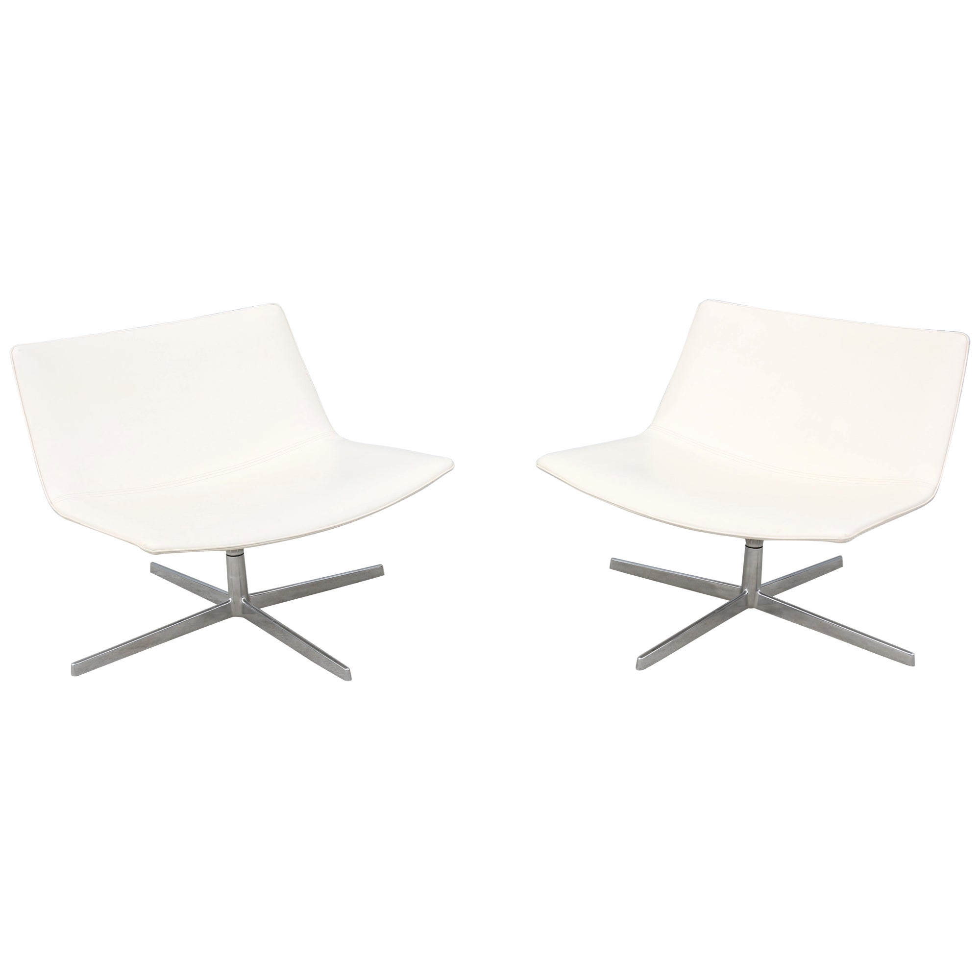 Modern Lievore Altherr Molina for Arper Catifa 80 Swivel Lounge Chairs - a Pair