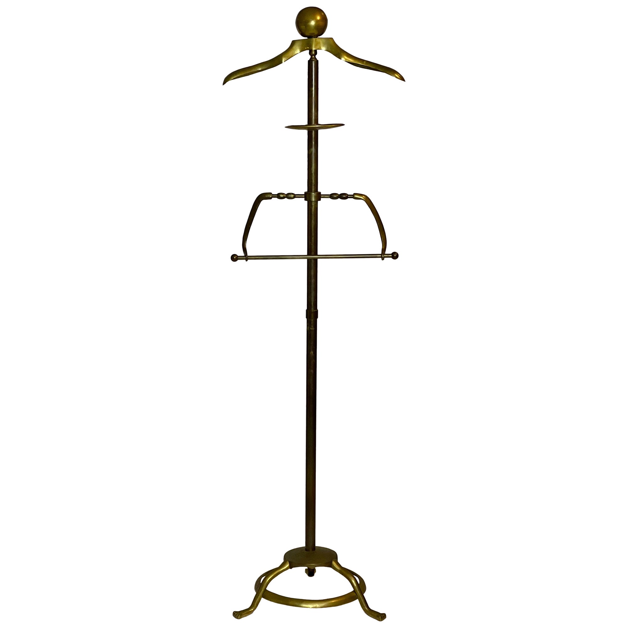 Art Deco Solid Brass Valet Stand, 1960s