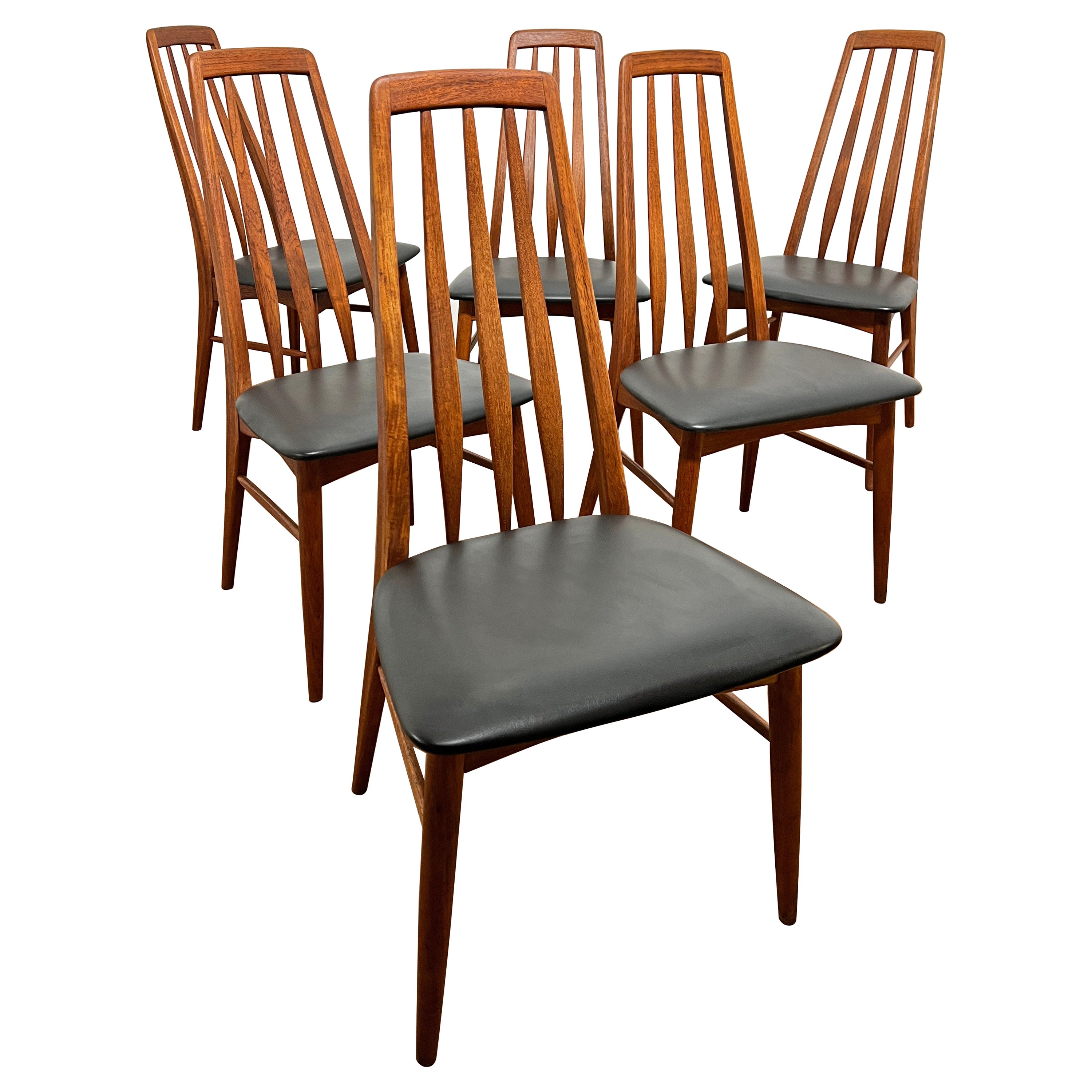 Ensemble de six chaises de salle à manger danoises en teck Eva de Niels Koefoed pour Hornslet