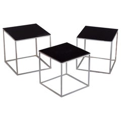 Vintage Poul Kjærholm, Danish furniture designer. Set of nesting tables PK 71. 