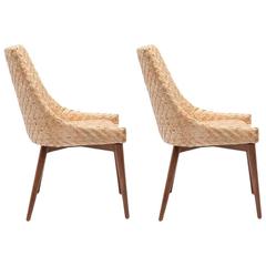 Pair of Modern Seagrass and Cherrywood Chairs 6