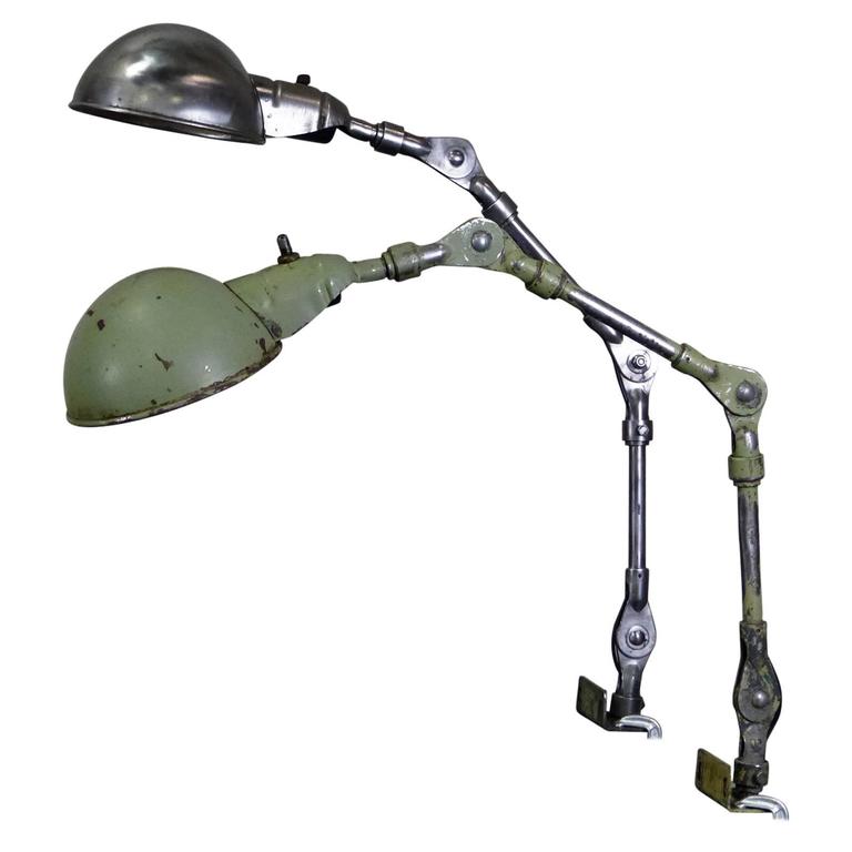 Industrial Set of Eight Articulating Work Lamps at 1stdibs