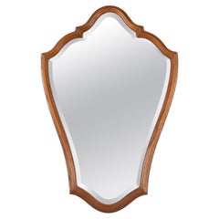 Retro French carved wooden mirror with elegant lined frame, 1950s