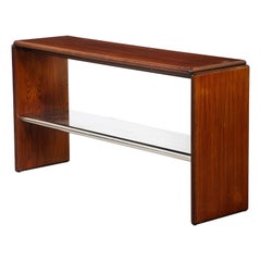 Vintage Italian Modernist Wood and Chrome Console Table, Italy, circa 1960