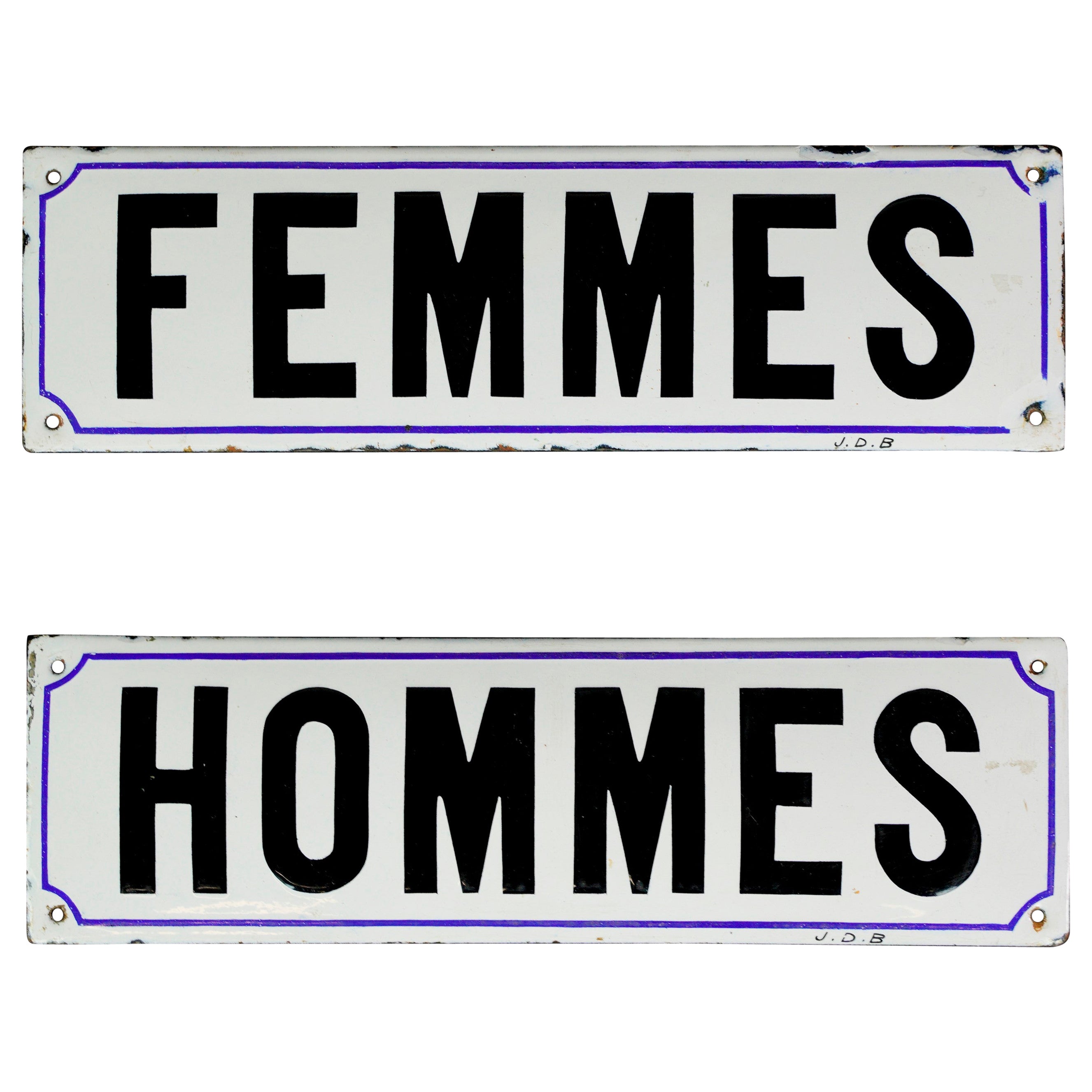 Antike Hommes & Femmes Restroom-Wandspiegel aus Stahl im Angebot