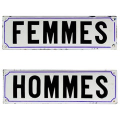 Antike Hommes & Femmes Restroom-Wandspiegel aus Stahl