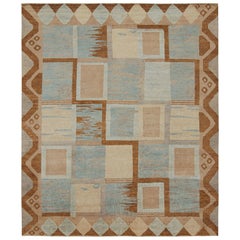 Rug & Kilim's Teppich im skandinavischen Stil mit geometrischen Mustern in Blau und Brown