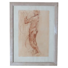Red Chalk Drawing of A Female Nude. English, Late 19th Century