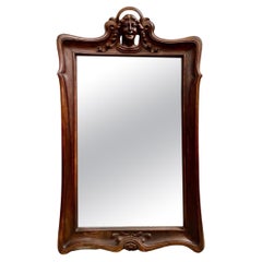 Art Nouveau Mirror in Solid Mahogany, in the Style of Eugene Vallin