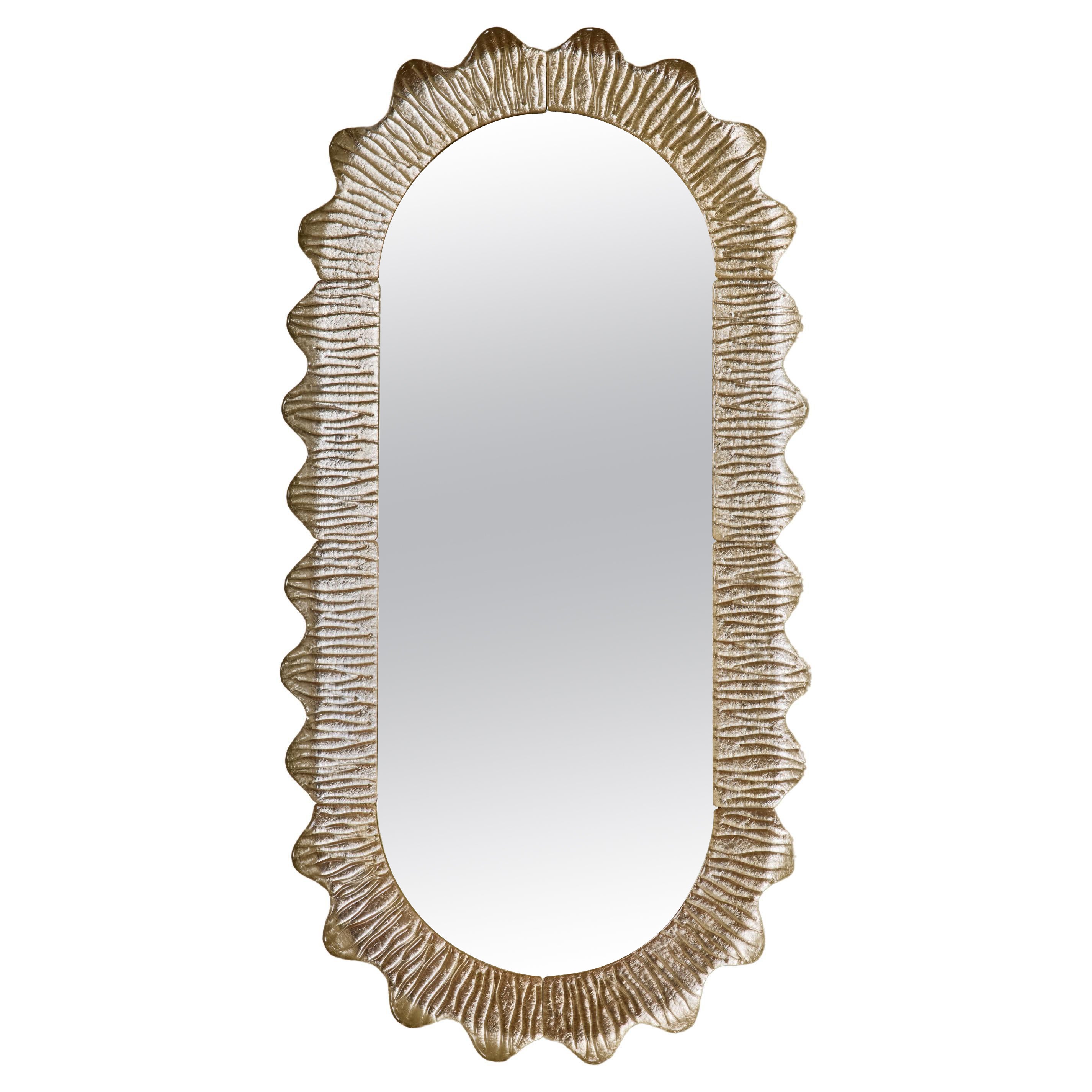 White gold Murano glass mirror by Studio Glustin