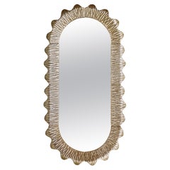 White gold Murano glass mirror by Studio Glustin