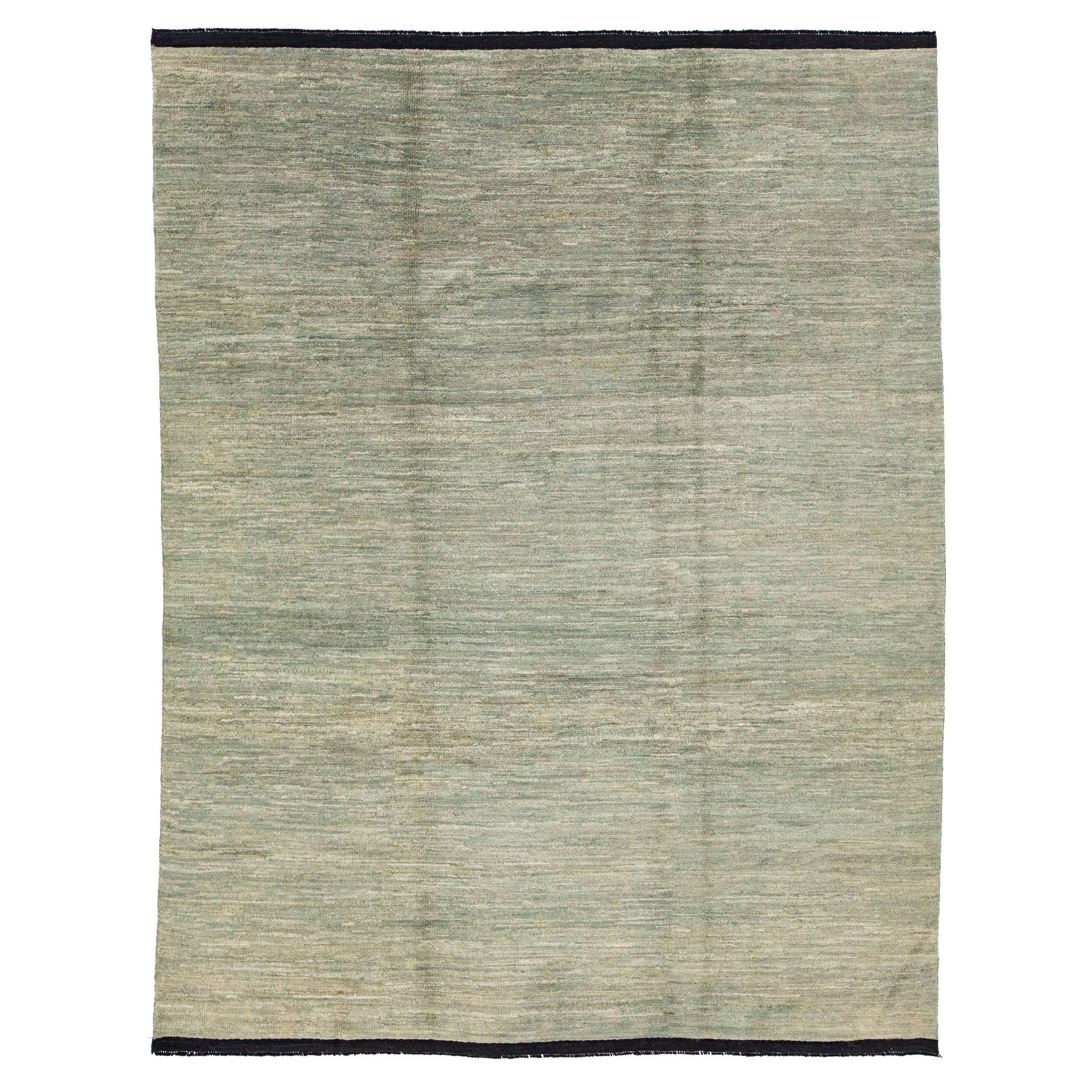 Room Size Handmade Modern Gabbeh Style Wool Rug With Solid Motif