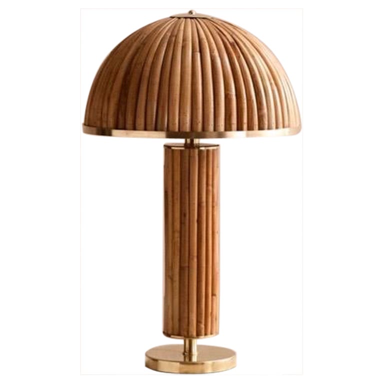 Paar italienische Gabriella Crespi-inspirierte Lampen aus Bambus und Messing 