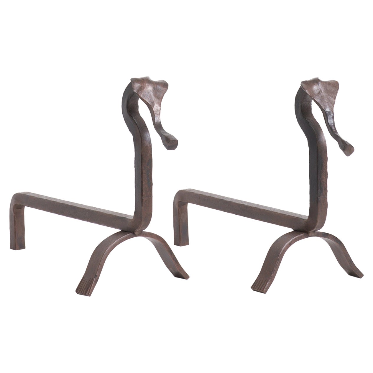 Pair of Zoomorphic Andirons For Sale