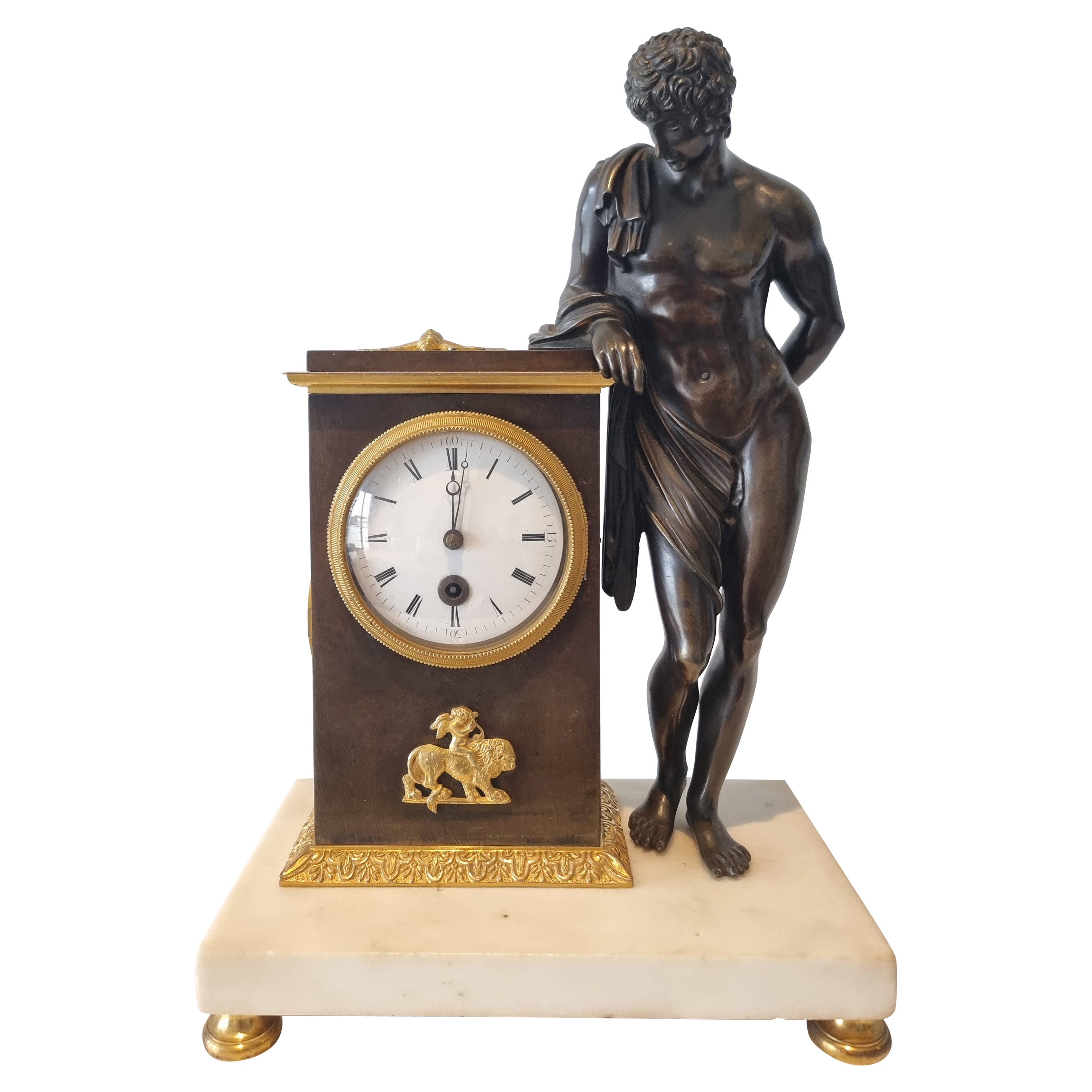 English Regency Neo Classical mantel clock of Aristaeus For Sale